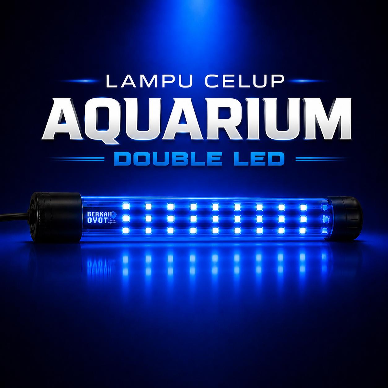 LAMPU LED CELUP AQUARIUM WARNA FULL BIRU 20 30 40 50 60CM DOUBLE LED