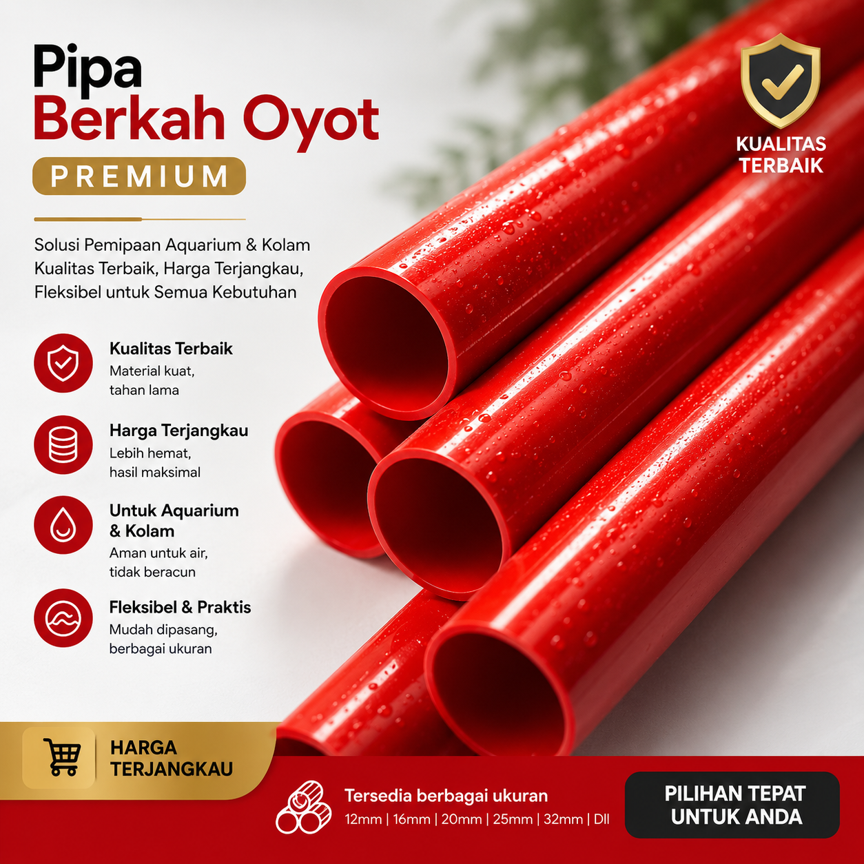 PIPA MERAH 50 CM , PIPA MERAH BERKAH OYOT
