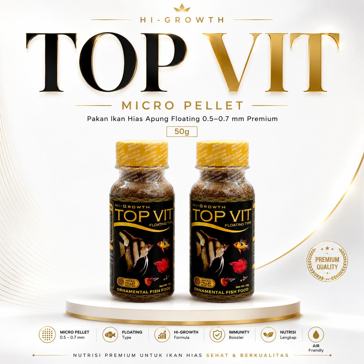 TOP VIT Hi-Growth Pakan Ikan Hias Micro Pellet