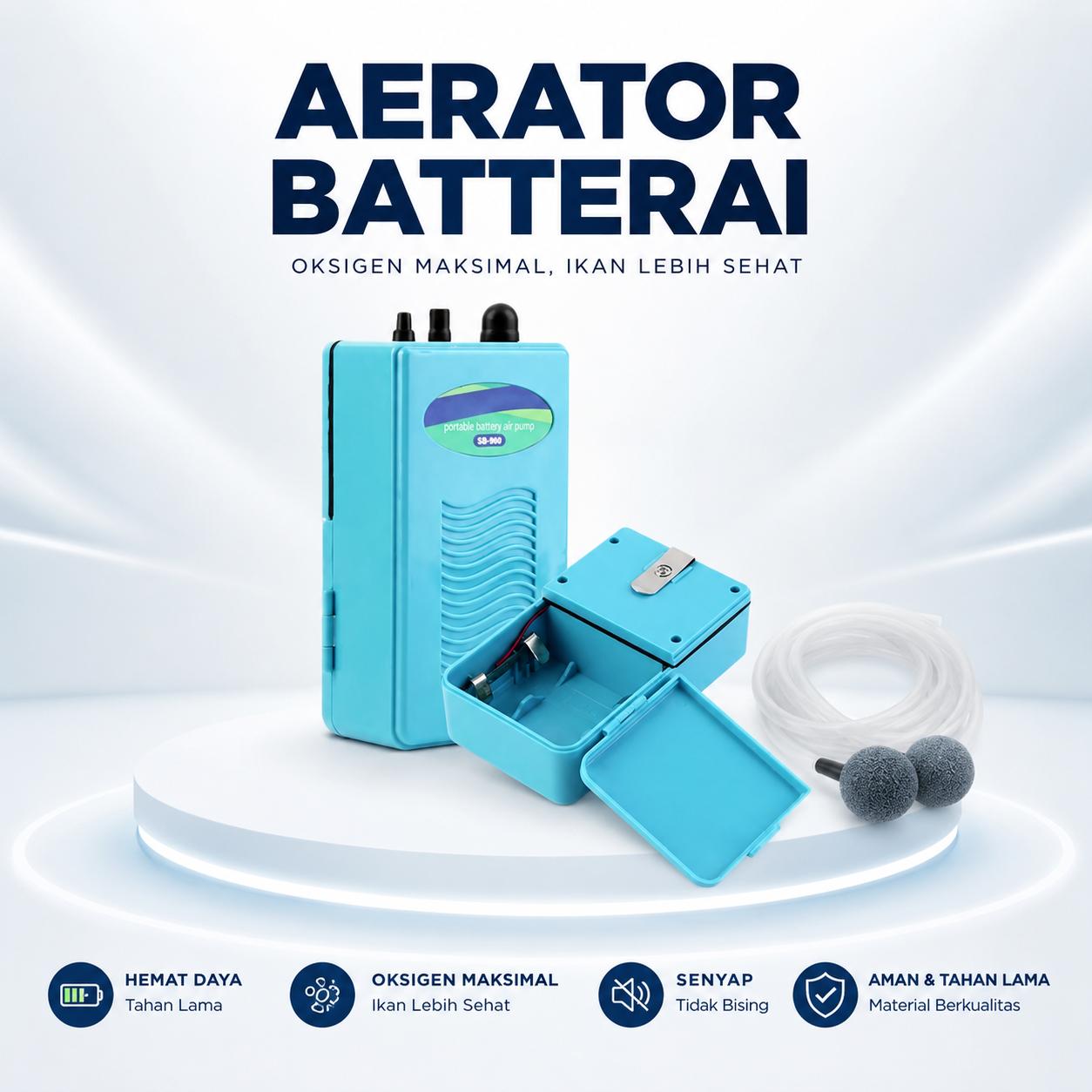 AERATOR BATERAI 1 LUBANG UNTUK MANCING DAN EMERGENCY BATRAI DC