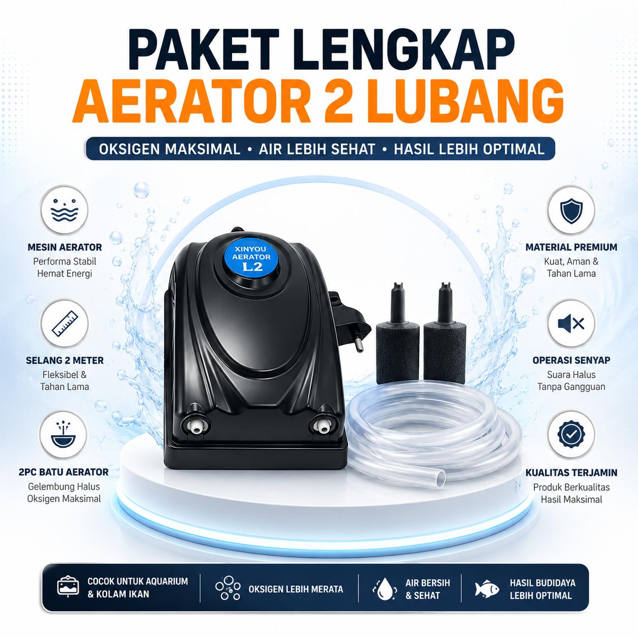 PAKET LENGKAP AERATOR 2 LUBANG TINGGAL PAKAI