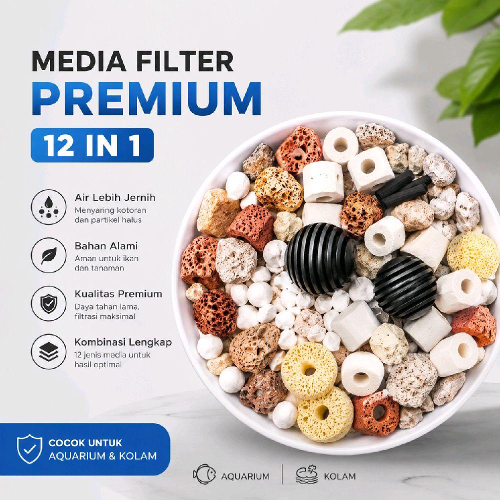 Aquablue 12 in 1 Media Filter Aquarium Biologis PREMIUM Rumah Bakteri Penjernih Air
