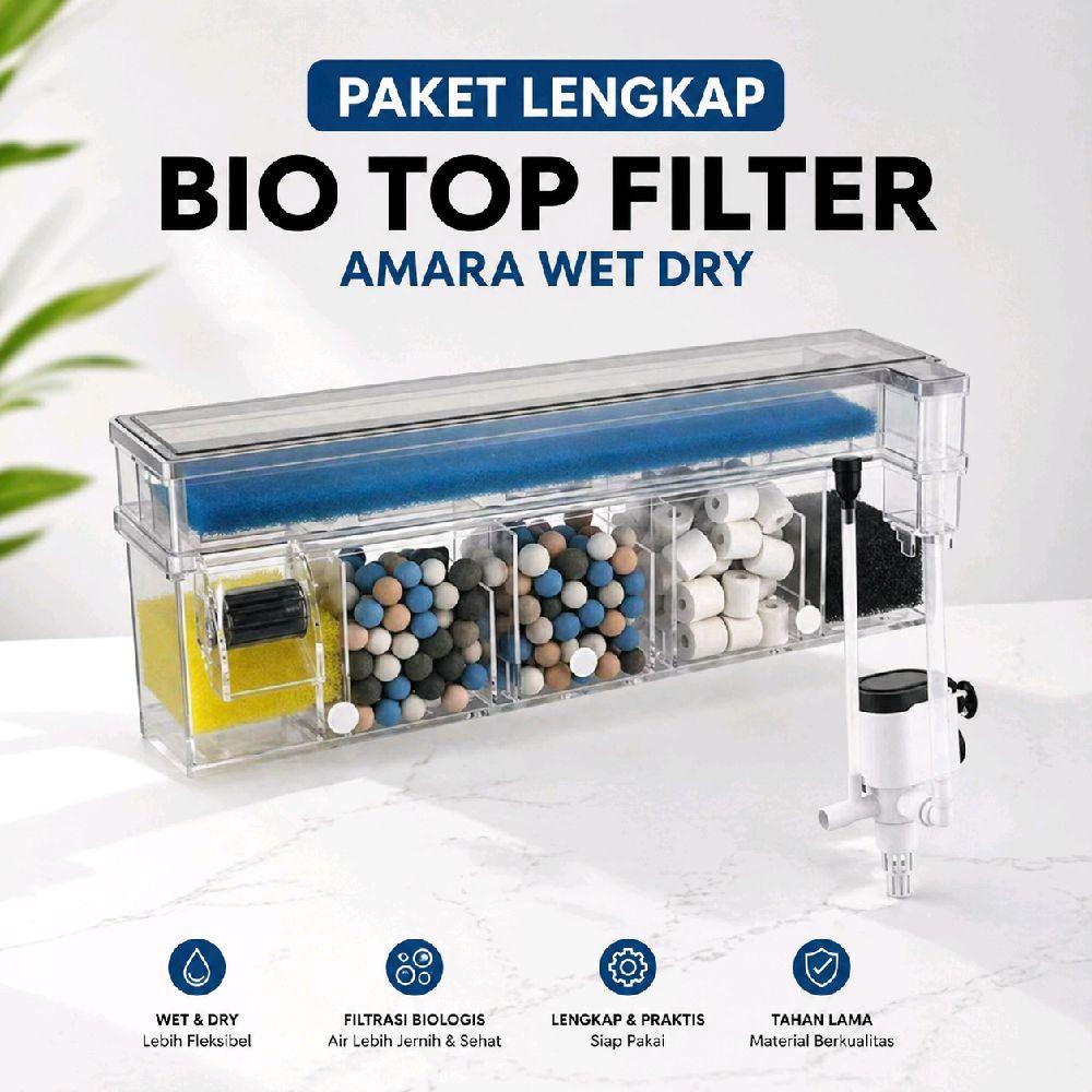 AMARA BIO TOP FILTER DOUBLE LAYER WET DRY AQ 26 H AQ 27 H AQ 28 H aquarium gantung full set pompa mesin internal talang hang