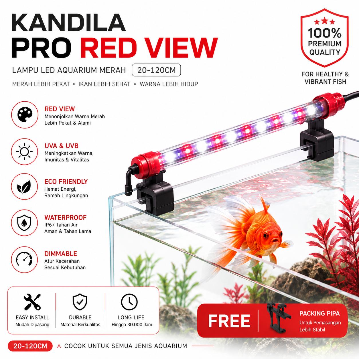 LAMPU KANDILA PRO RED VIEW ECO UVA UVB 1 MODE DAN 3 MODE