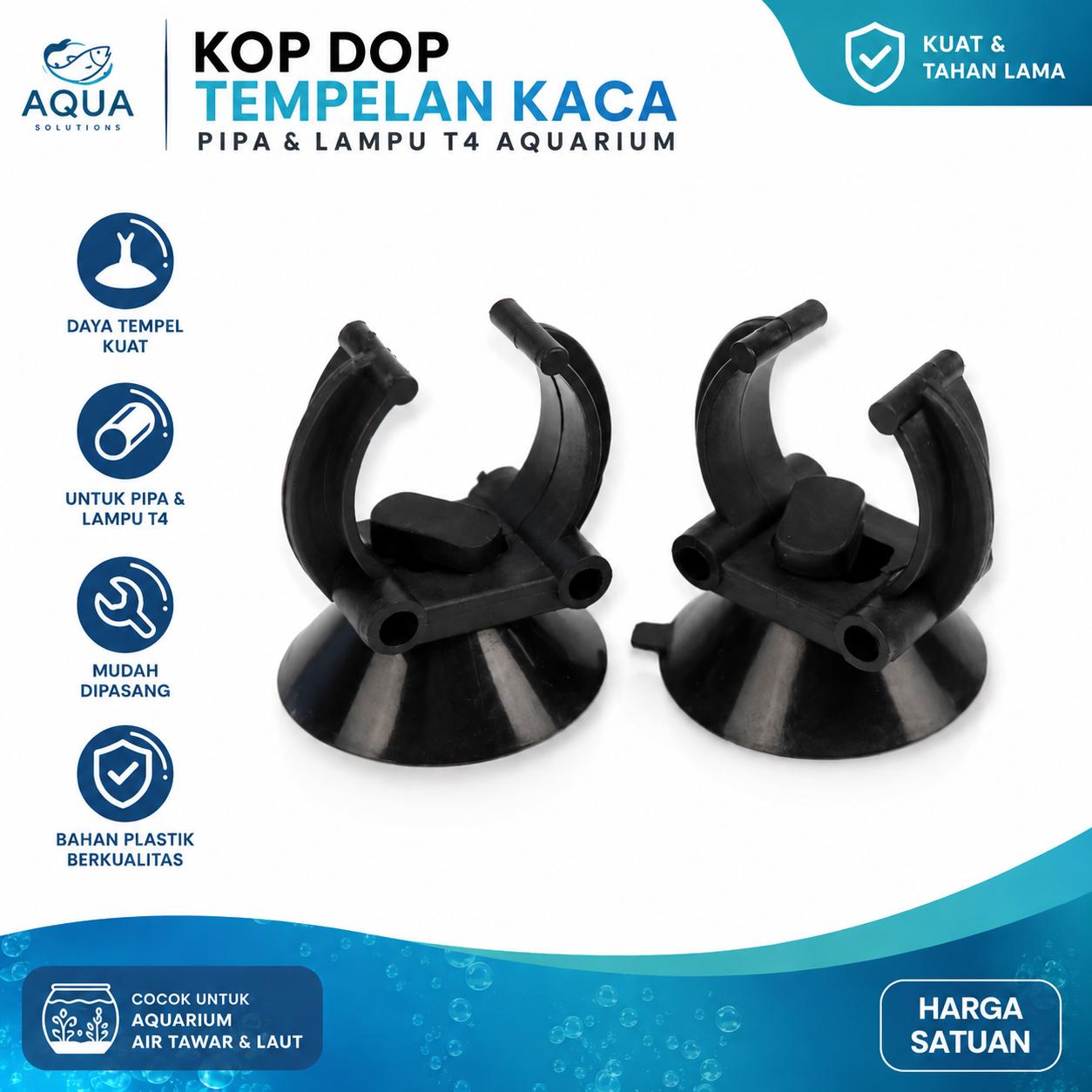 KOP DOP TEMPELAN KACA PIPA DAN LAMPU T4 AQUARIUM