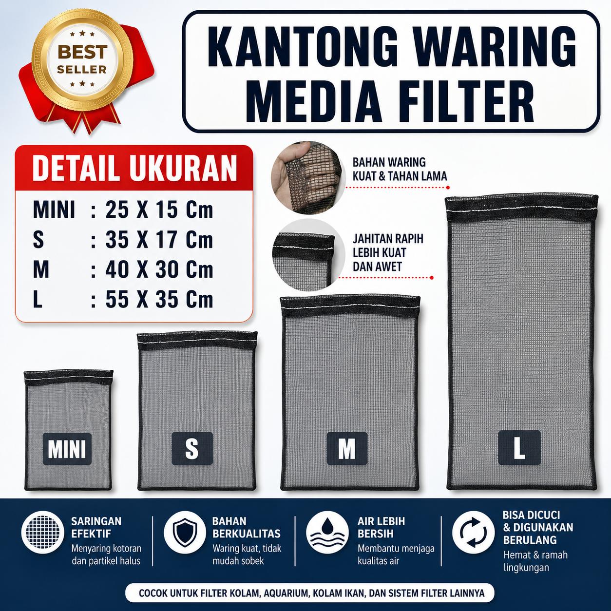KANTONG WARING ATAU KANTONG MEDIA FILTER UNTUK MEDIA BIOLOGIS KOLAM DAN JARING