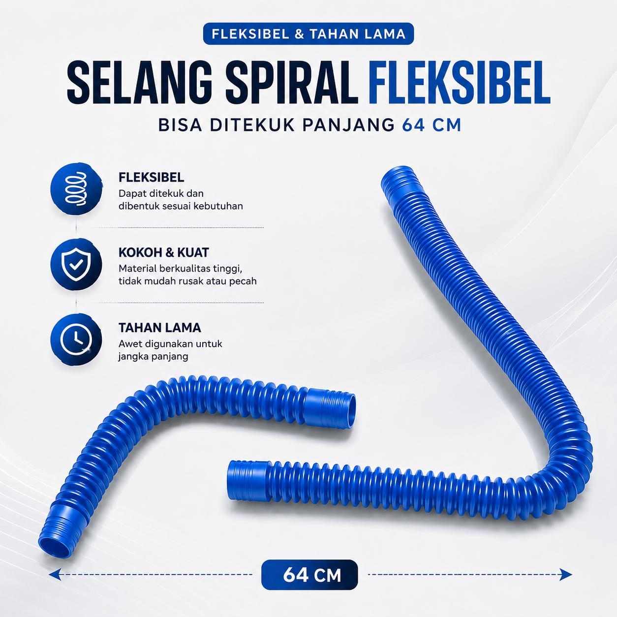 Selang Spiral Fleksibel 64 cm untuk Filter Box Aquarium