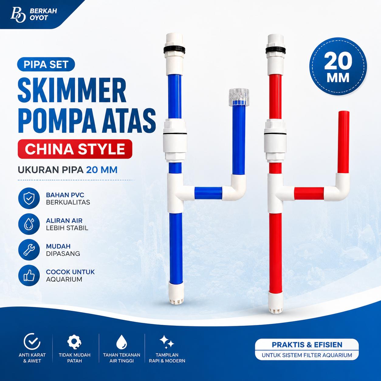 PIPA SET SKIMMER POMPA ATAS ATAU CHINA STYLE UKURAN PIPA 20 MM output