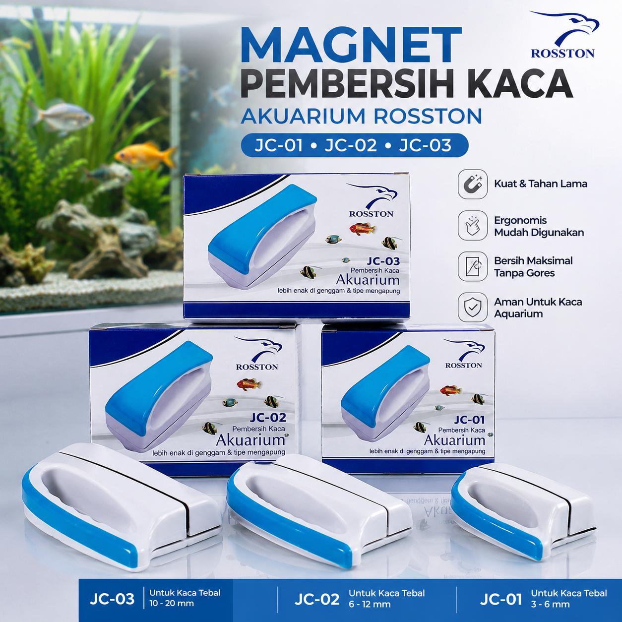 MAGNET PEMBERSIH KACA AQUARIUM ROSSTON JC 01 02 03 MURAH