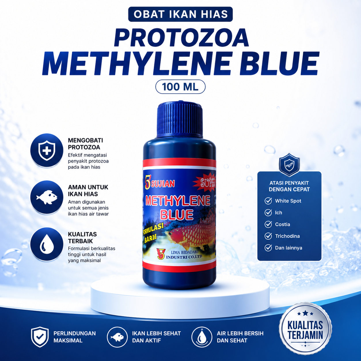 Obat Ikan Hias PROTOZOA METHYLENE BLUE 100 ML