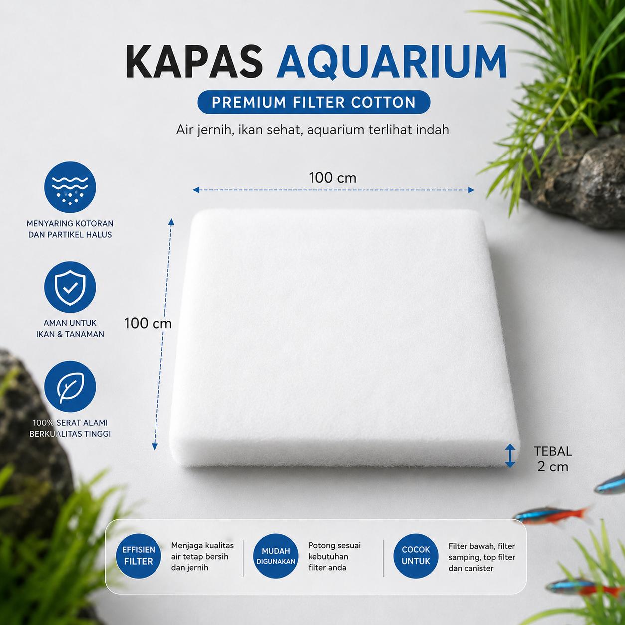 KAPAS AQUARIUM DAN KOLAM 100 X 100 CM BAHAN TEBAL
