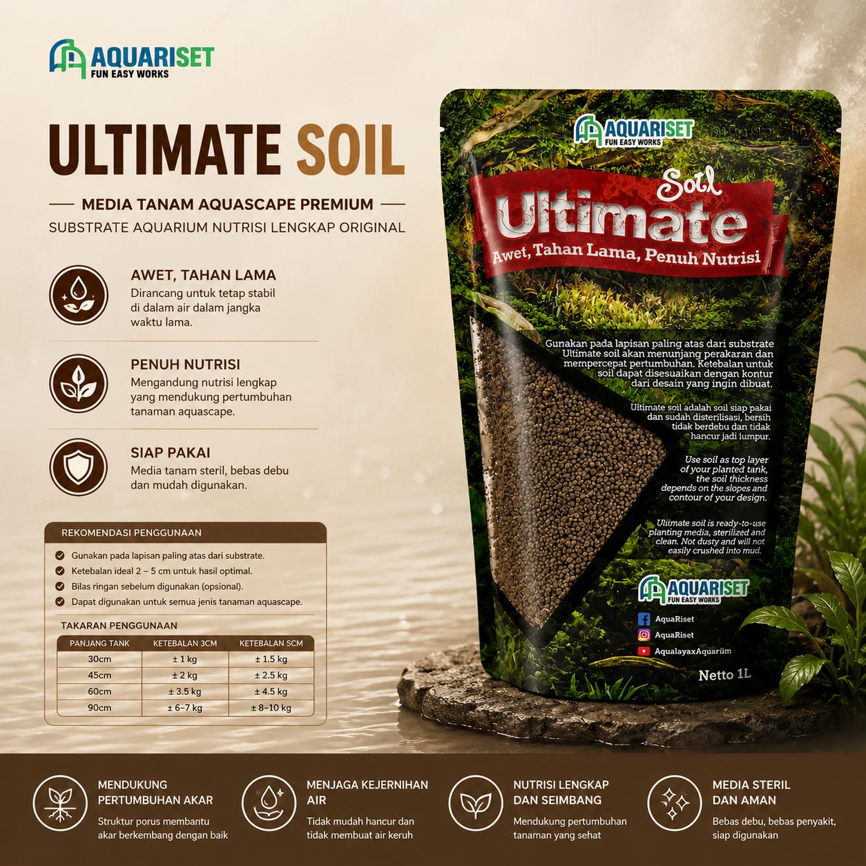 Aquariset Ultimate Soil Media Tanam Aquascape